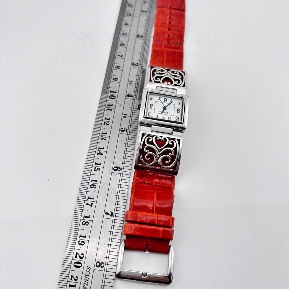 Brighton Terrassa Women's Watch with a red leather band. New Battery Installed